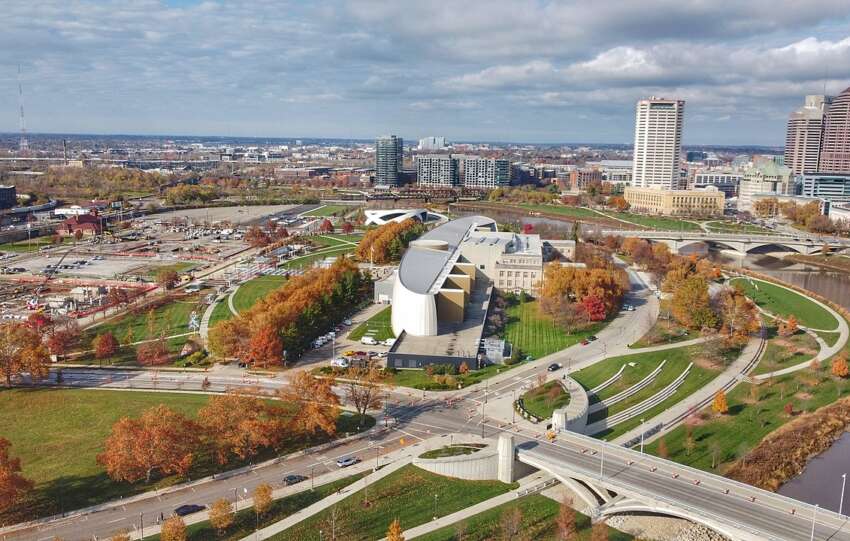 aerial view of scioto peninsula