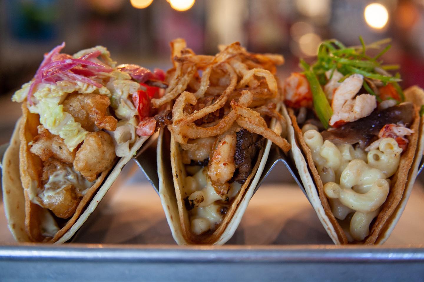 tacos on taco stand Agave and Rye