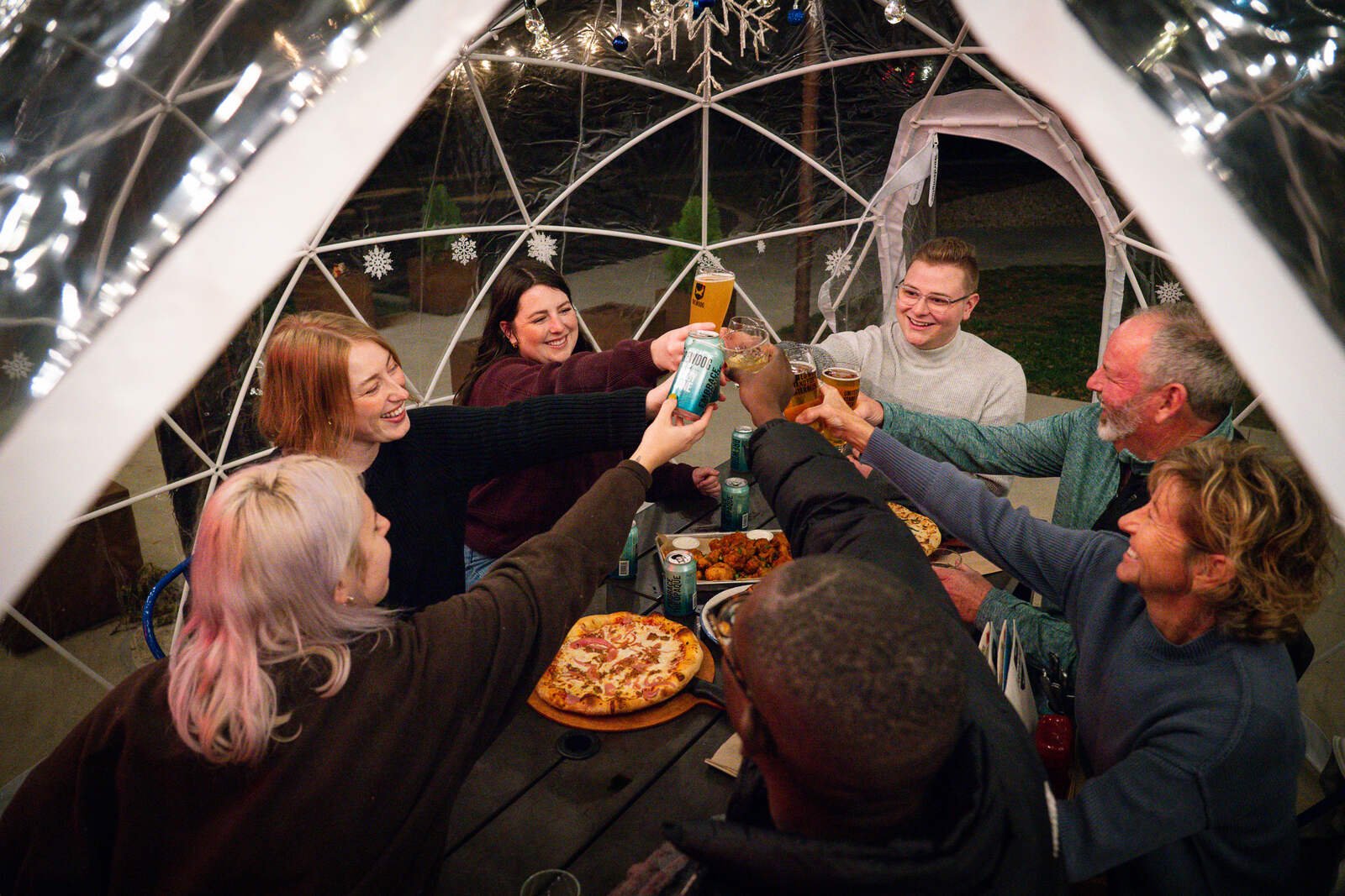 guests inside brewdog igloo