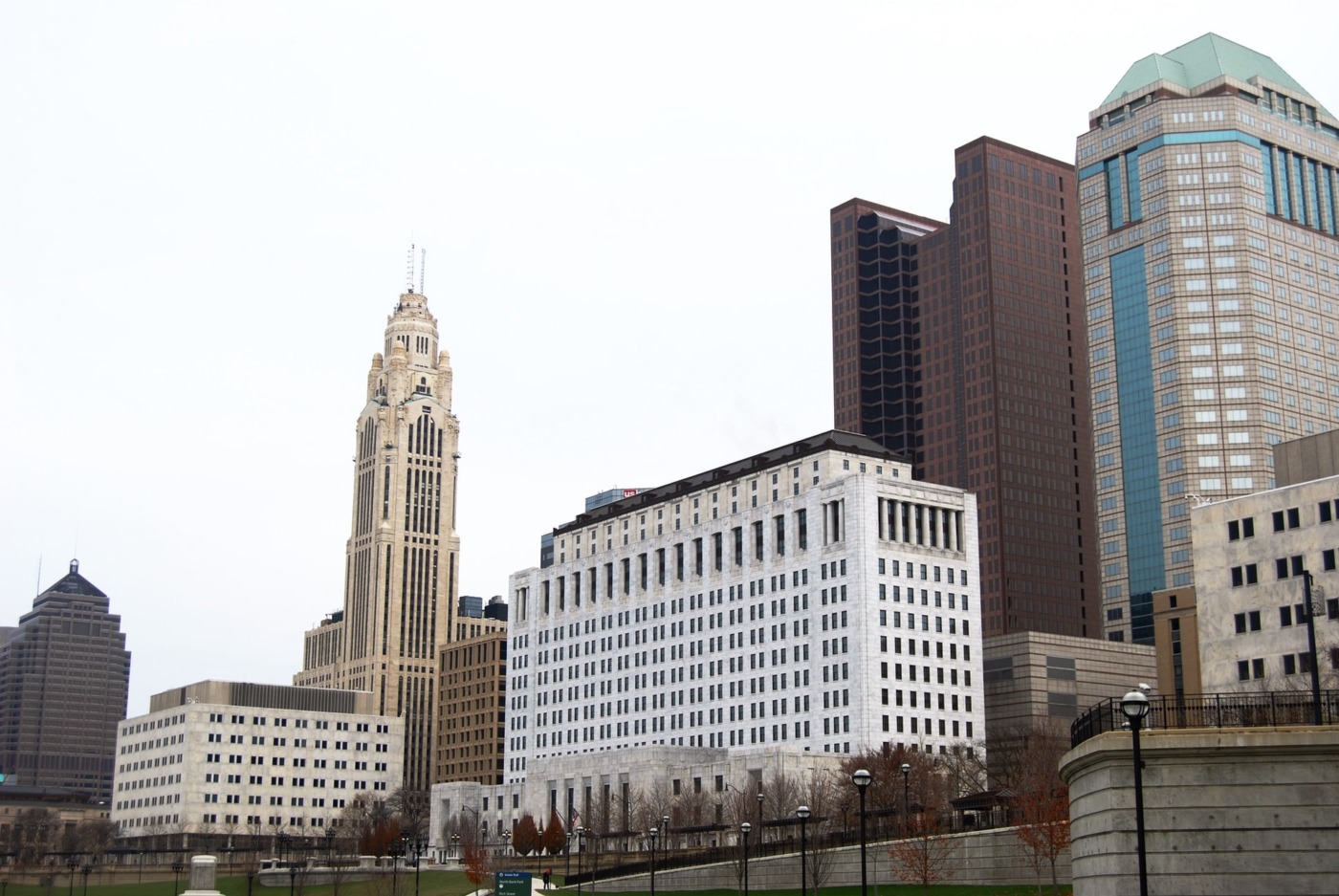a gloomy sky over columbus skyline