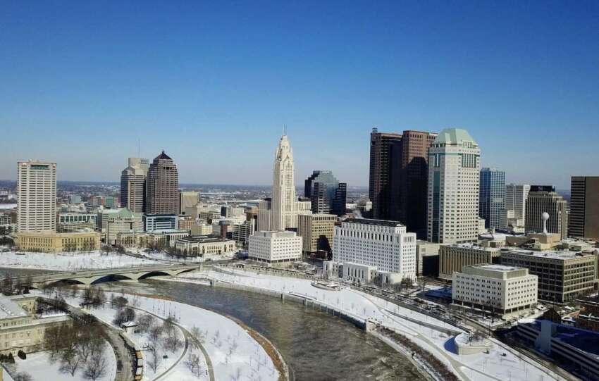 columbus skyline snowy