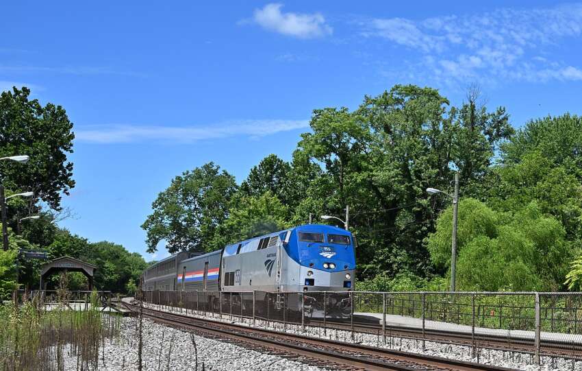 amtrak train on tracks