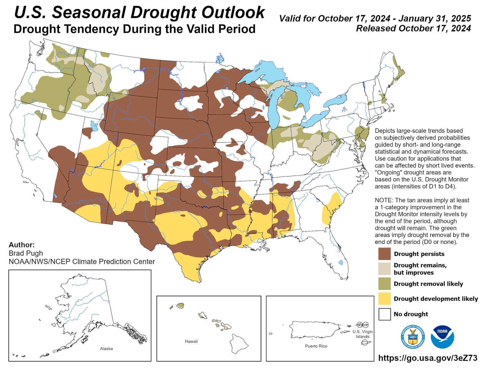 winter outlook from NOAA showing drought
