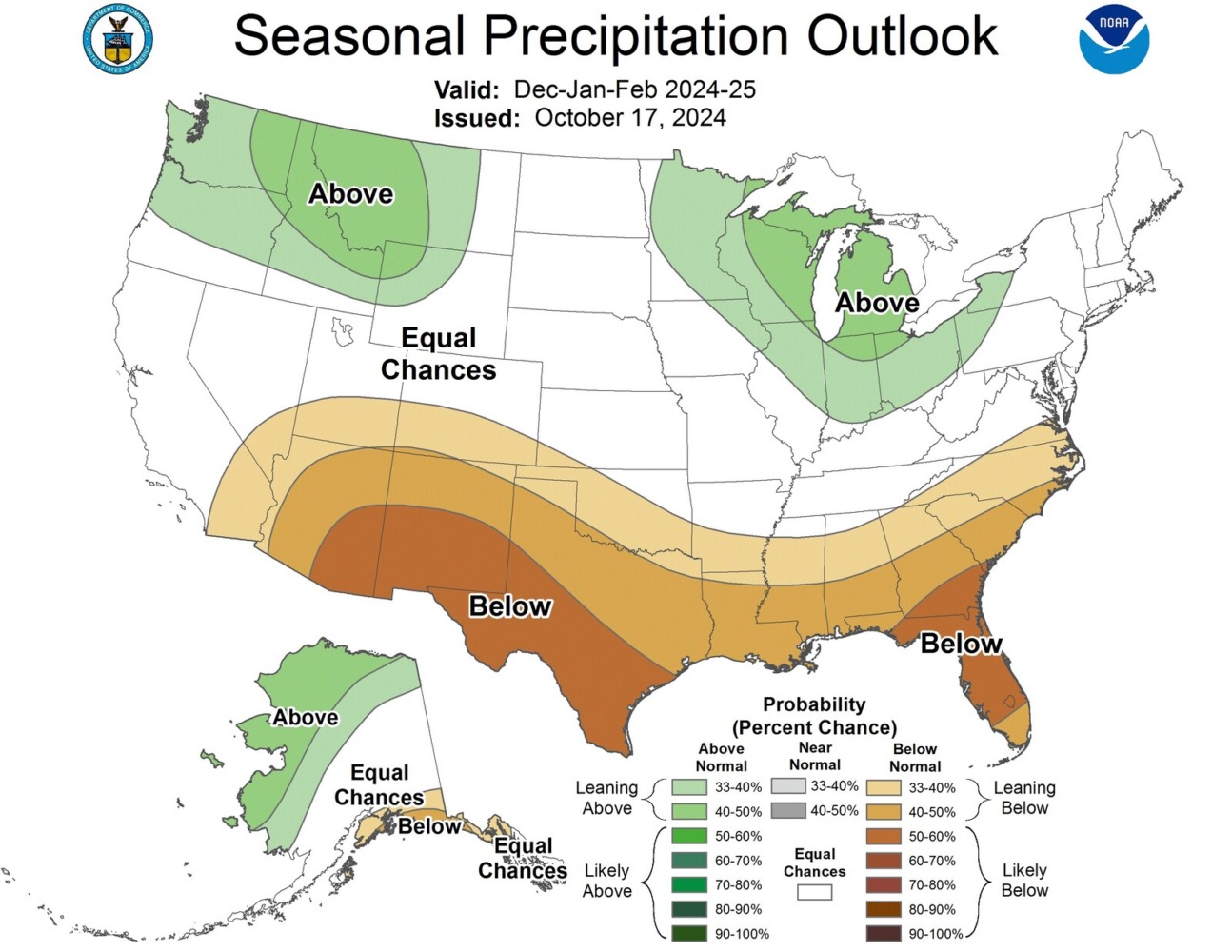winter outlook from NOAA showing precipitation