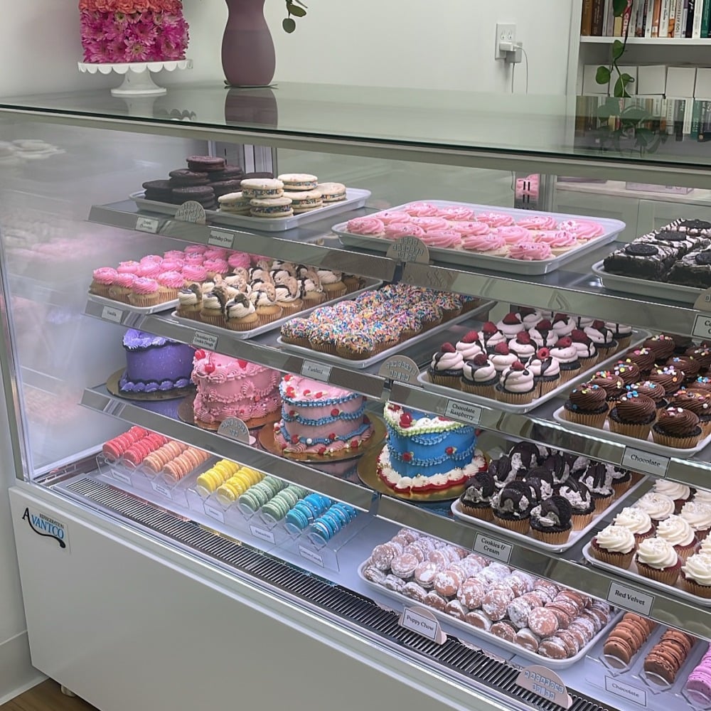cakes in a display