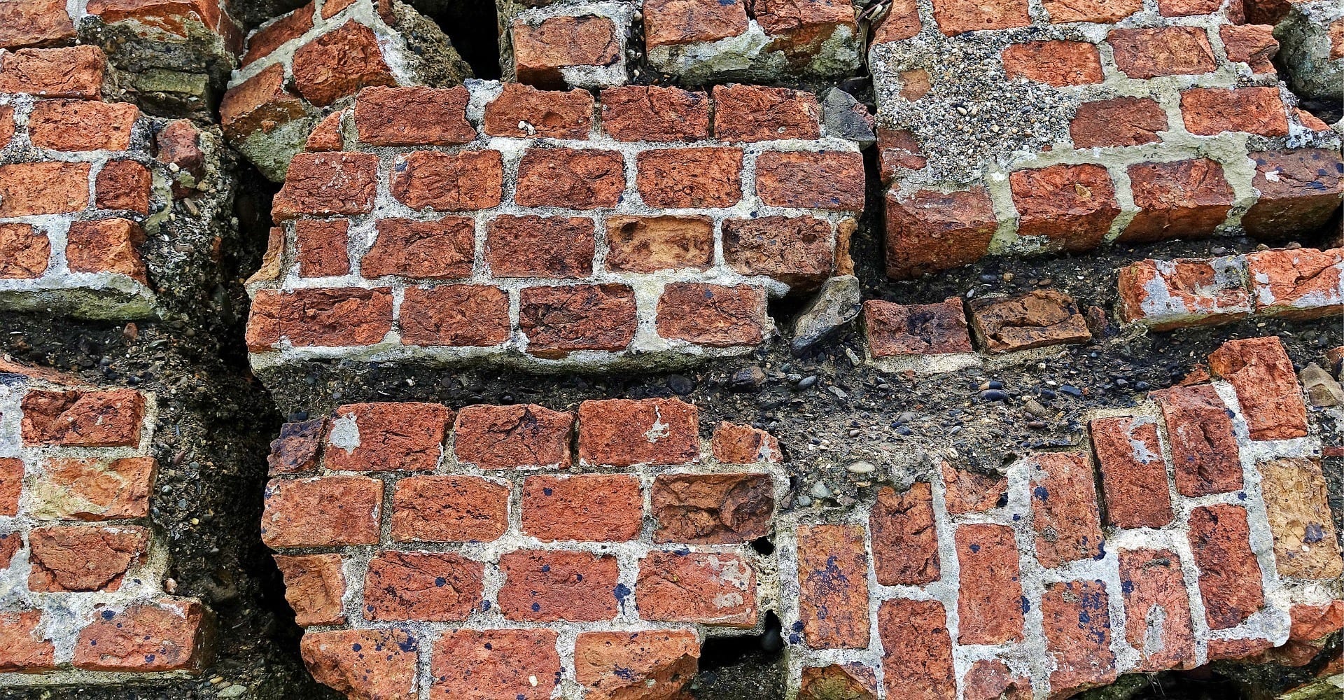 Bricks destroyed by earthquakes