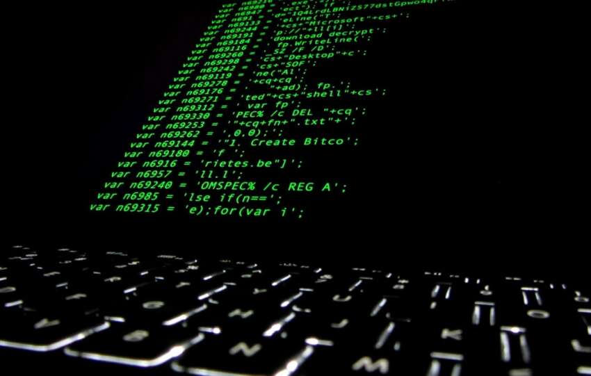 ransomware source code on computer screen