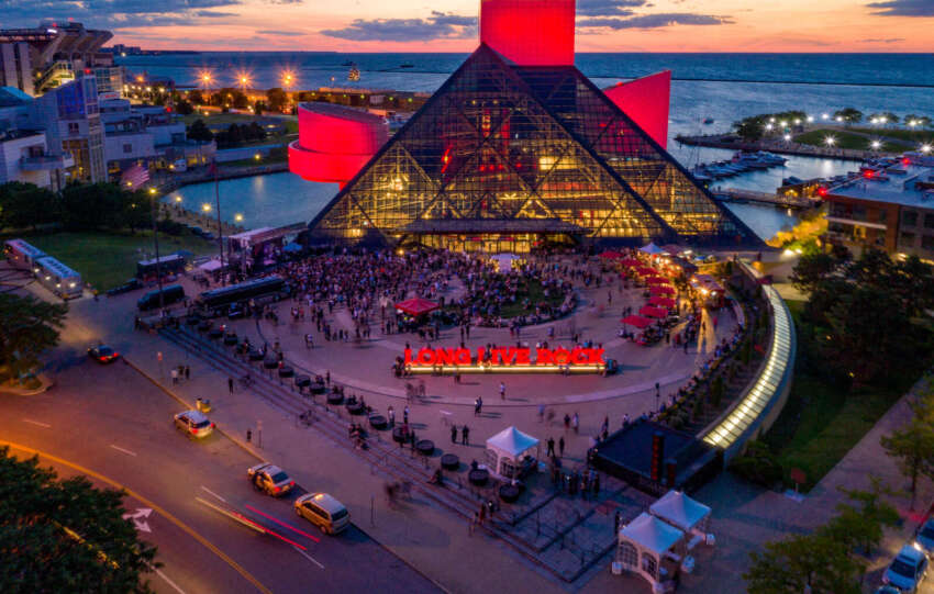 aerial photo of the rock and roll hall of fame