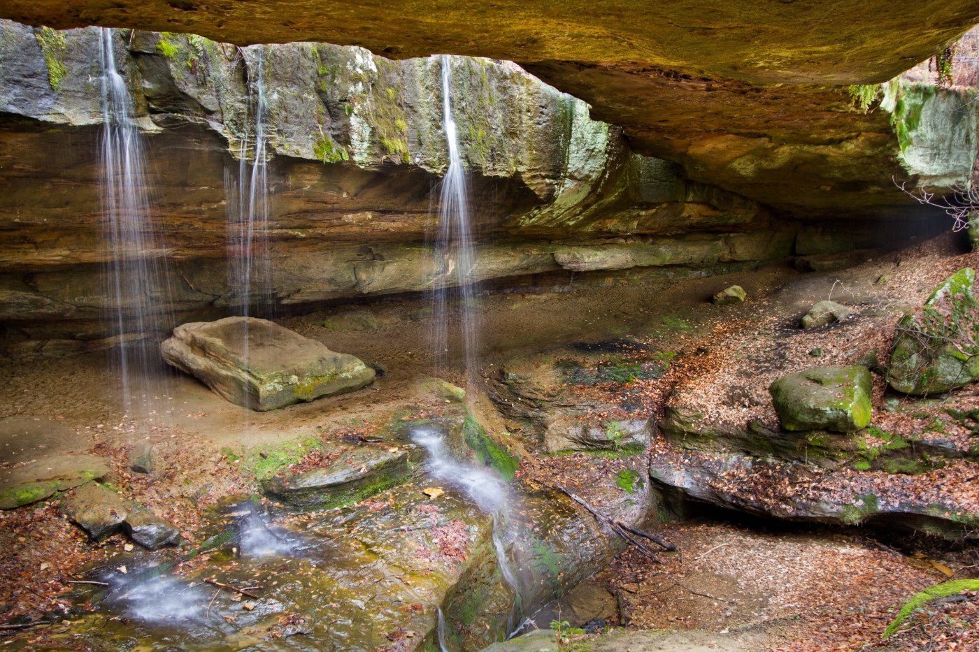 water dripping off rockbridge