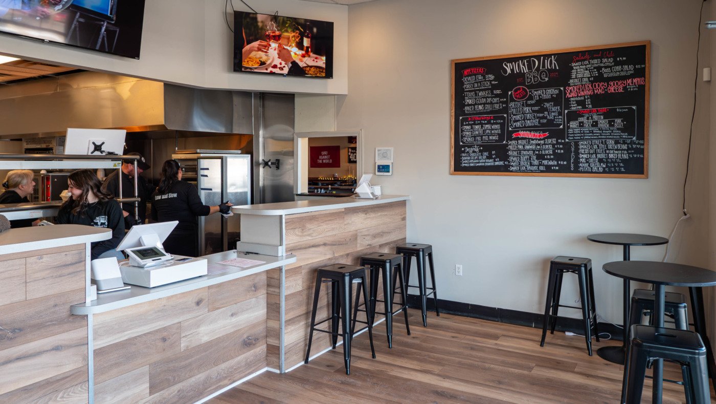 checkout area at smoked lick bbq